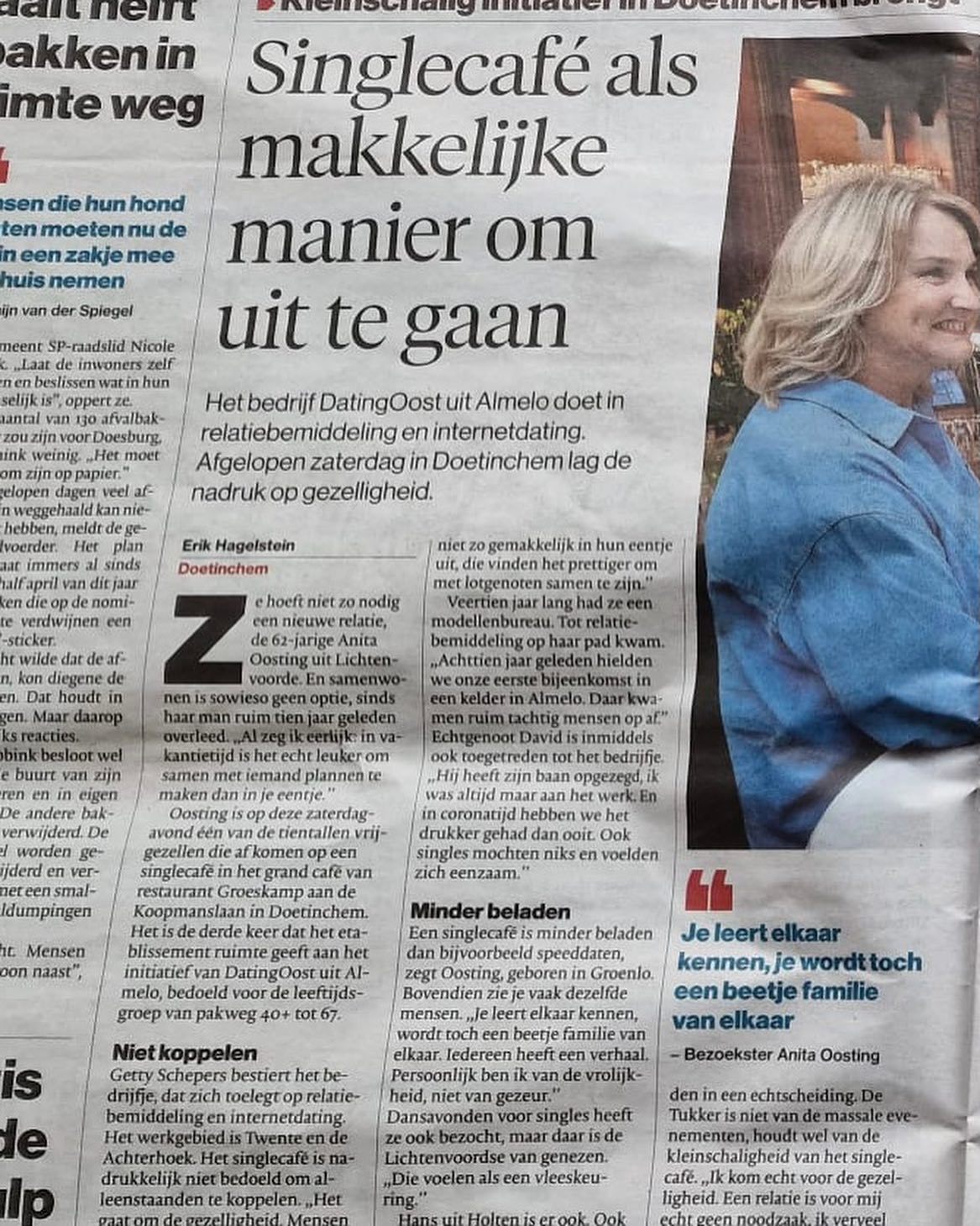 singleparty singlescafe DatingOost groeskamp Doetinchem gelderlander dagblad